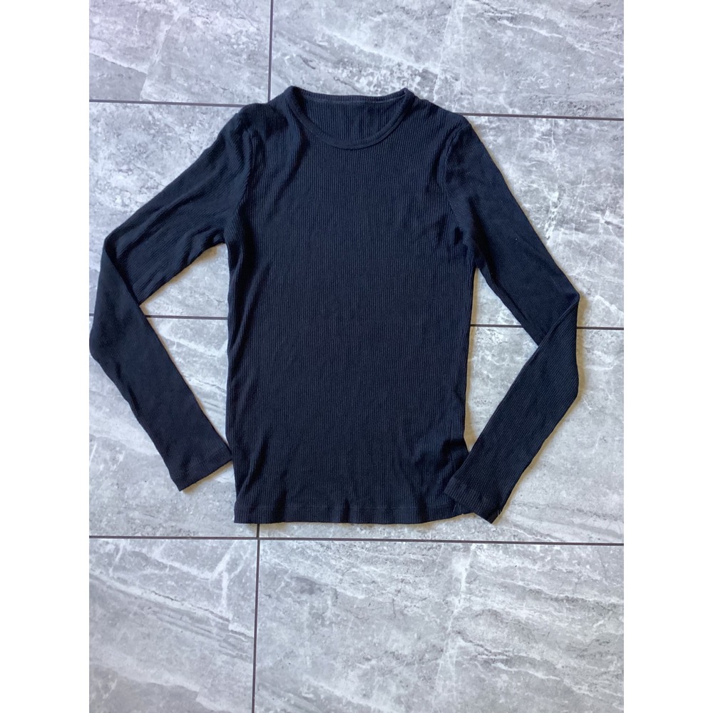 AGOLDE Delphi Slim Tee Black Ribbed Long Sleeve Crew Neck Top A7230-1352 Size L